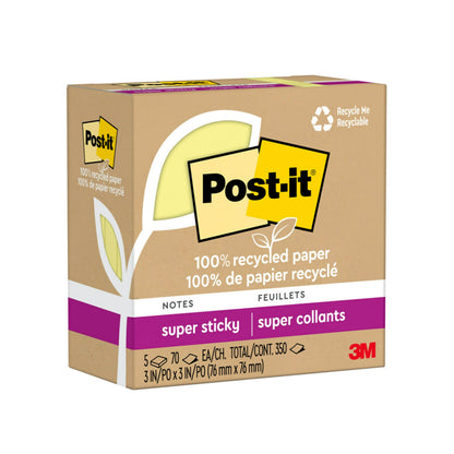 Post-it Super Sticky Recycled Notes, 3" x 3"