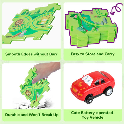 Puzzle Racer Kids Car Track Set with Vehicles