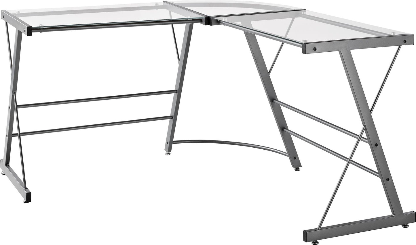 Ameriwood Home Odin Glass L-Shaped Computer Desk, Gray