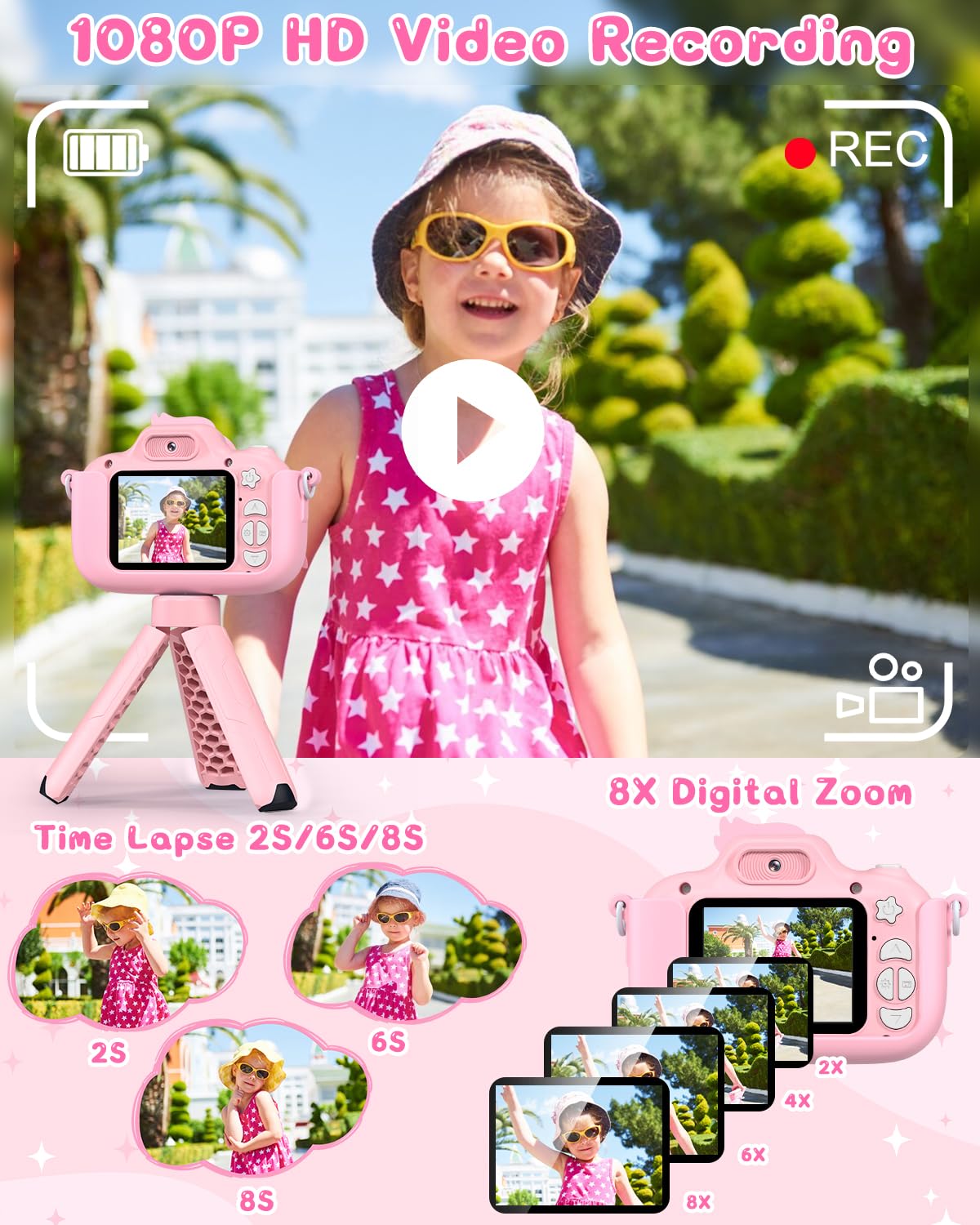 GREENKINDER Kids 1080P Digital Camera for Ages 3-12