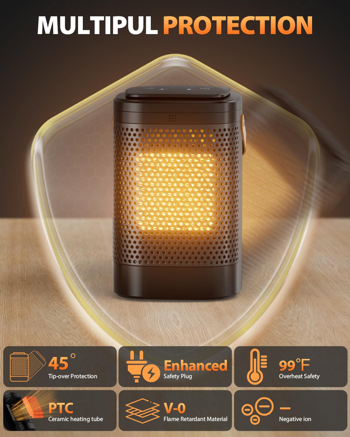 Portable 1500W Electric Space Heater with Timer