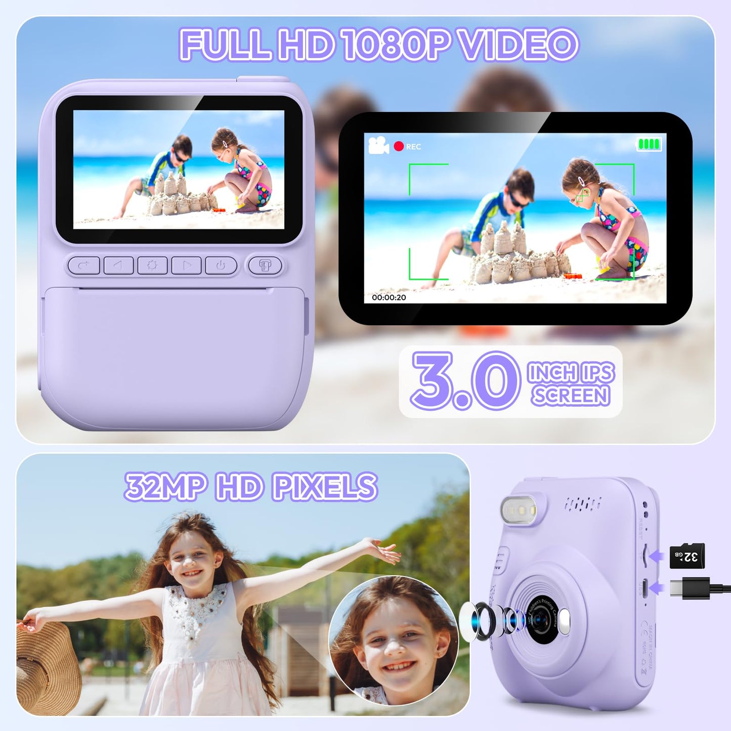 Kids Instant Print Camera for Ages 3-12
