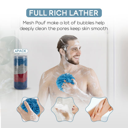 OndaptuLoofahs Bath Sponge Shower Pouf Ball,Mesh Bath Mesh Pouf Mesh Bath and Shower Ball,60g/PCS and Pack of