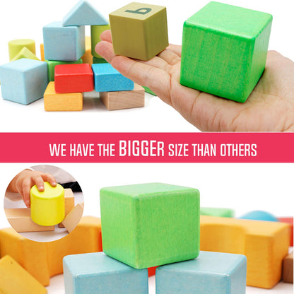 Large Wooden Building Blocks Set for Toddlers