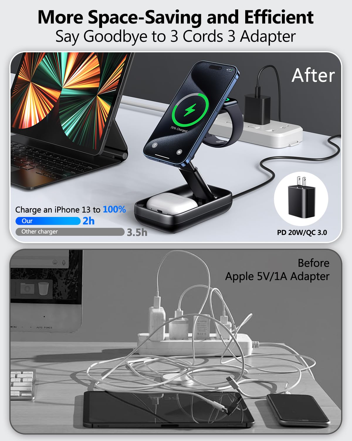 3 in 1 Wireless Charging Station for Apple Devices