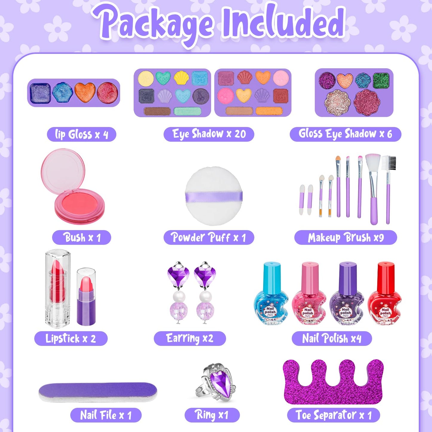 Kids Washable Makeup Set for Girls Ages 3-12