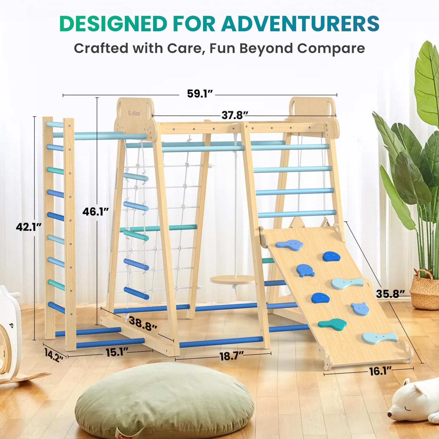 9-in-1 Indoor Jungle Gym Climbing Playset