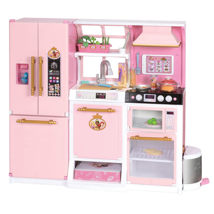 Disney Princess Style Collection Fresh Prep Gourmet Kitchen, Interactive Pretend Play Kitchen for Girls & Kids with Realistic Steam, Complete Meal Kit & 35+ Accessories