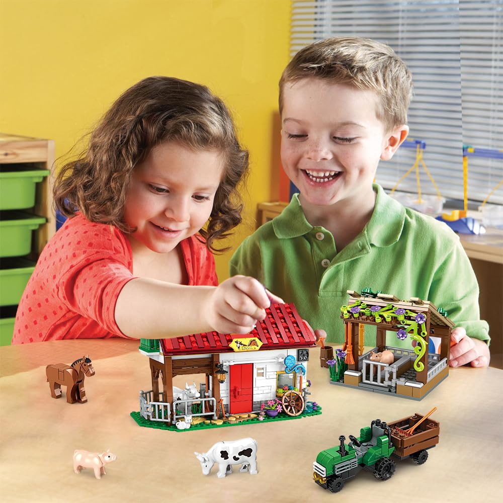 Animal Building Block Kit with Tractor Tools