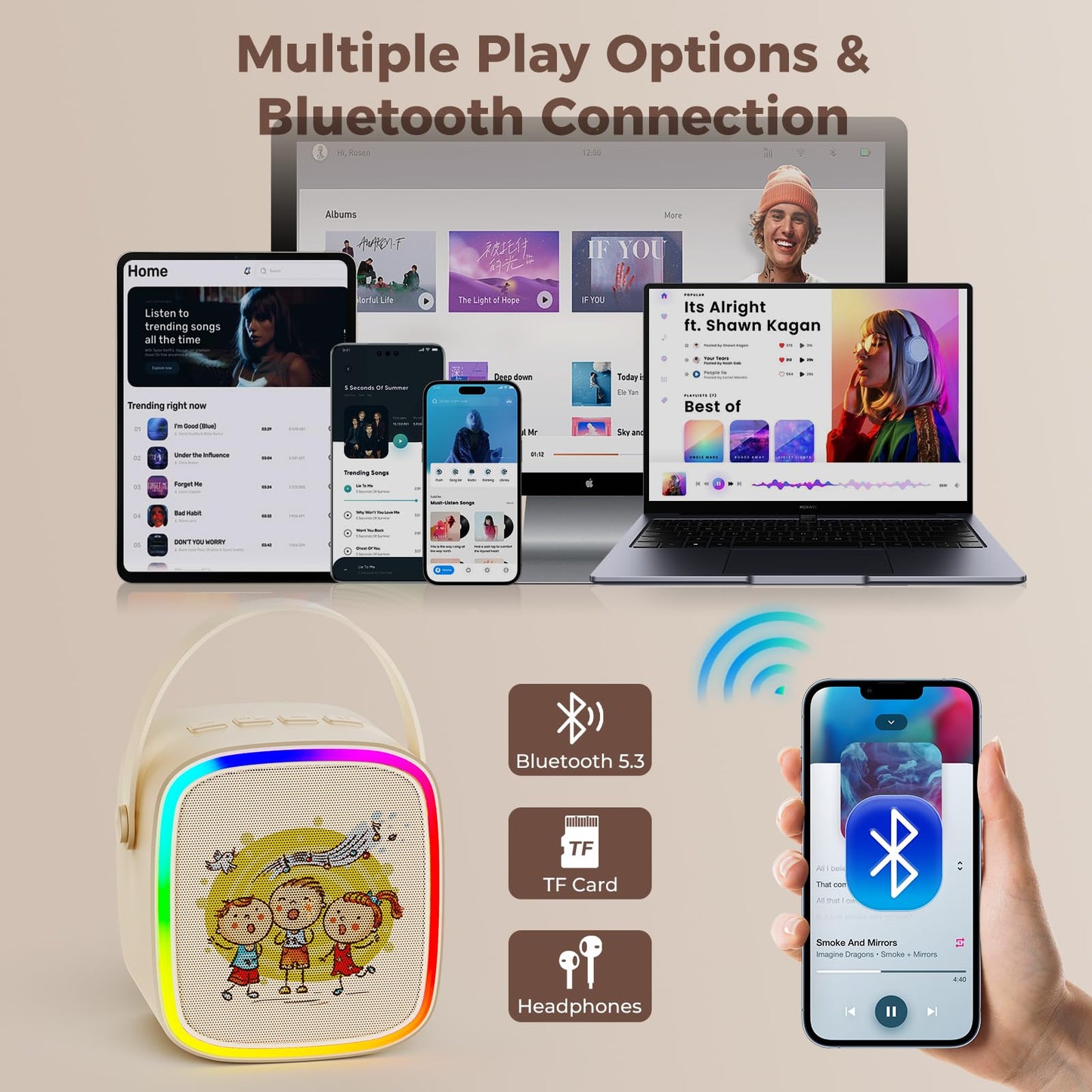 Mini Karaoke Machine for Kids with Microphone