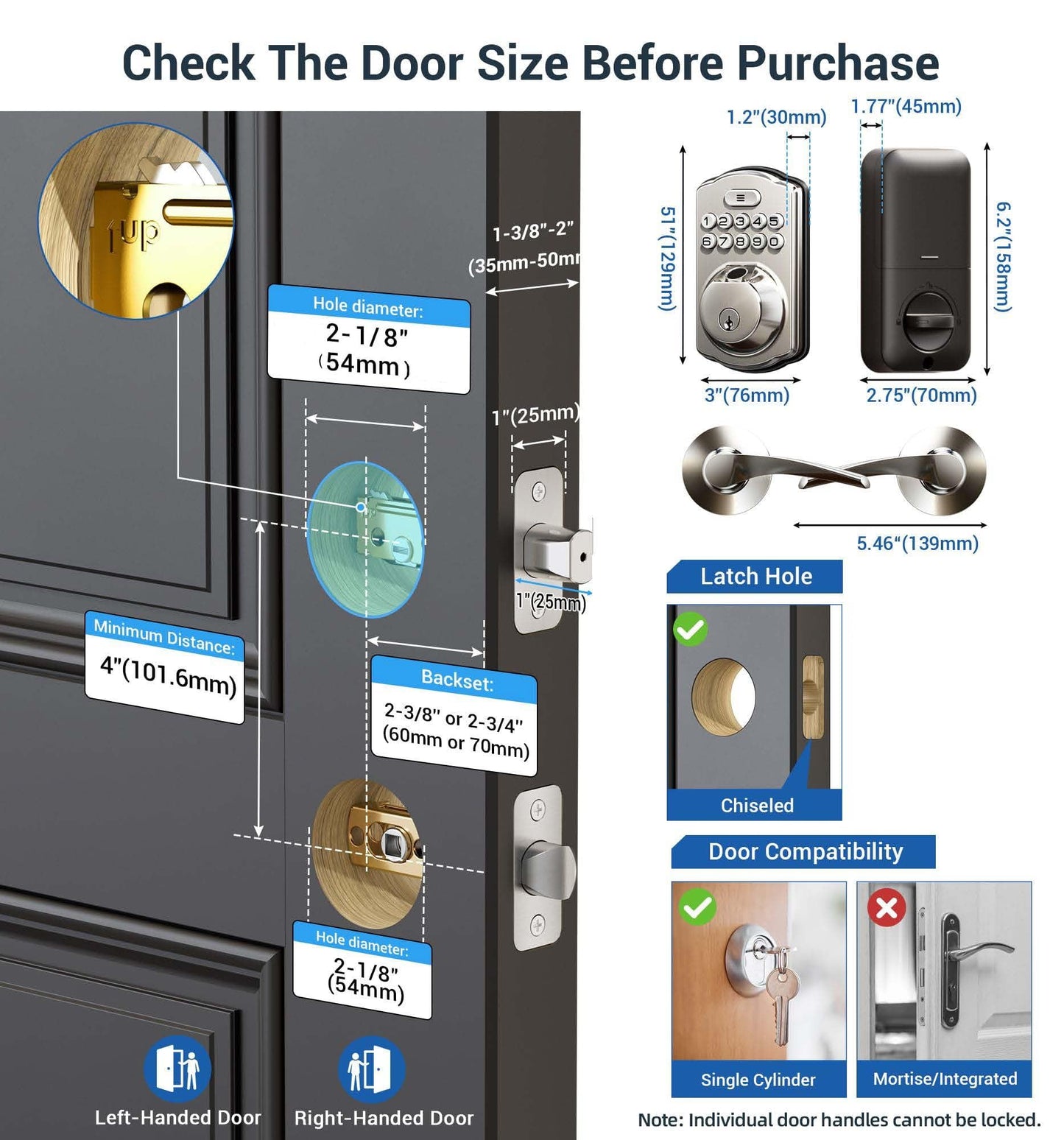 Veise Keyless Fingerprint Door Lock Set