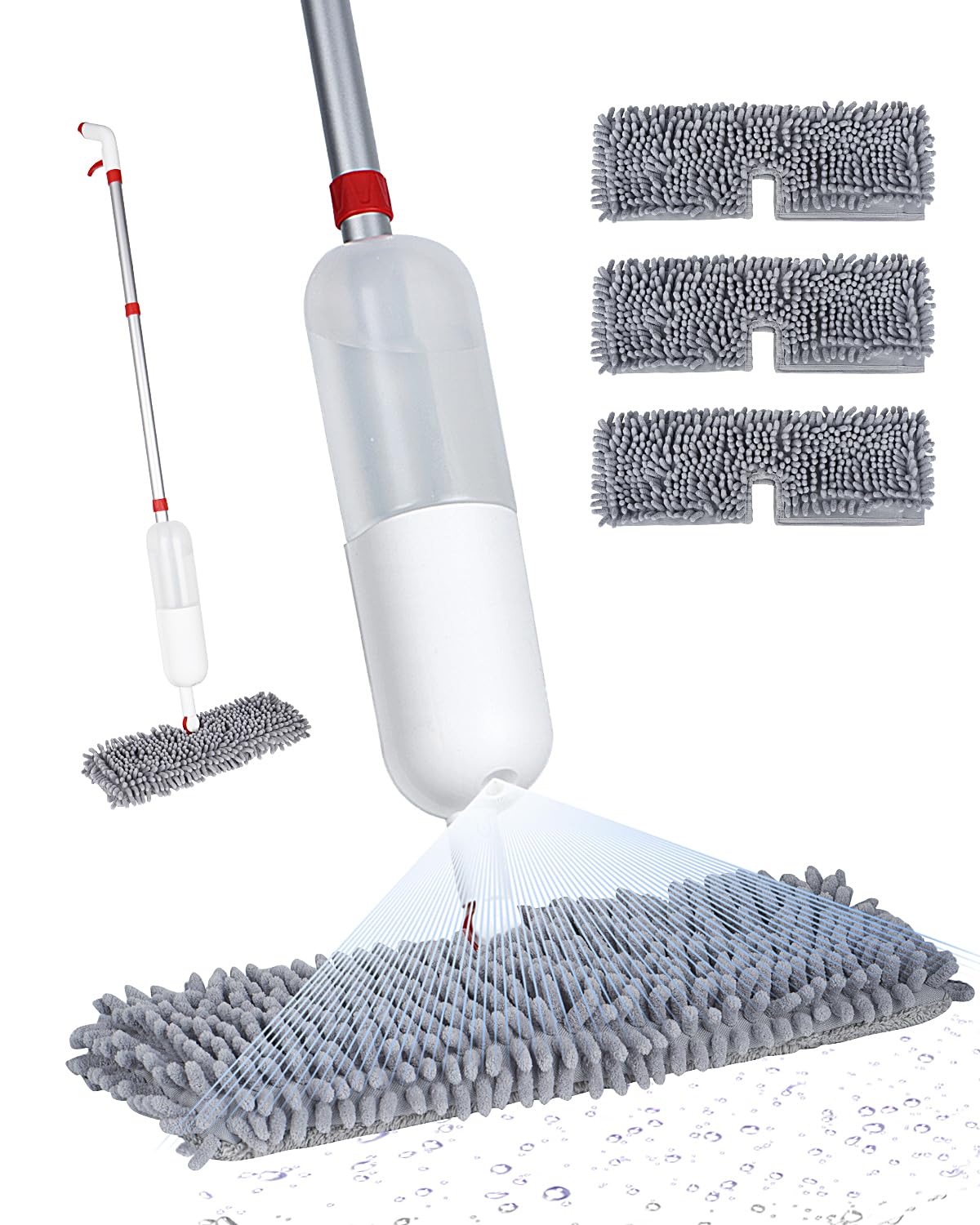 Mops for Floor Cleaning, Spray Mop Floor Mop for Effortless Floor Cleaning - Wet & Dry, 3 Reusable Double Side Microfiber Washable Pads, for Laminate, Ceramic, Vinyl, Tile - Home & Commercial Use
