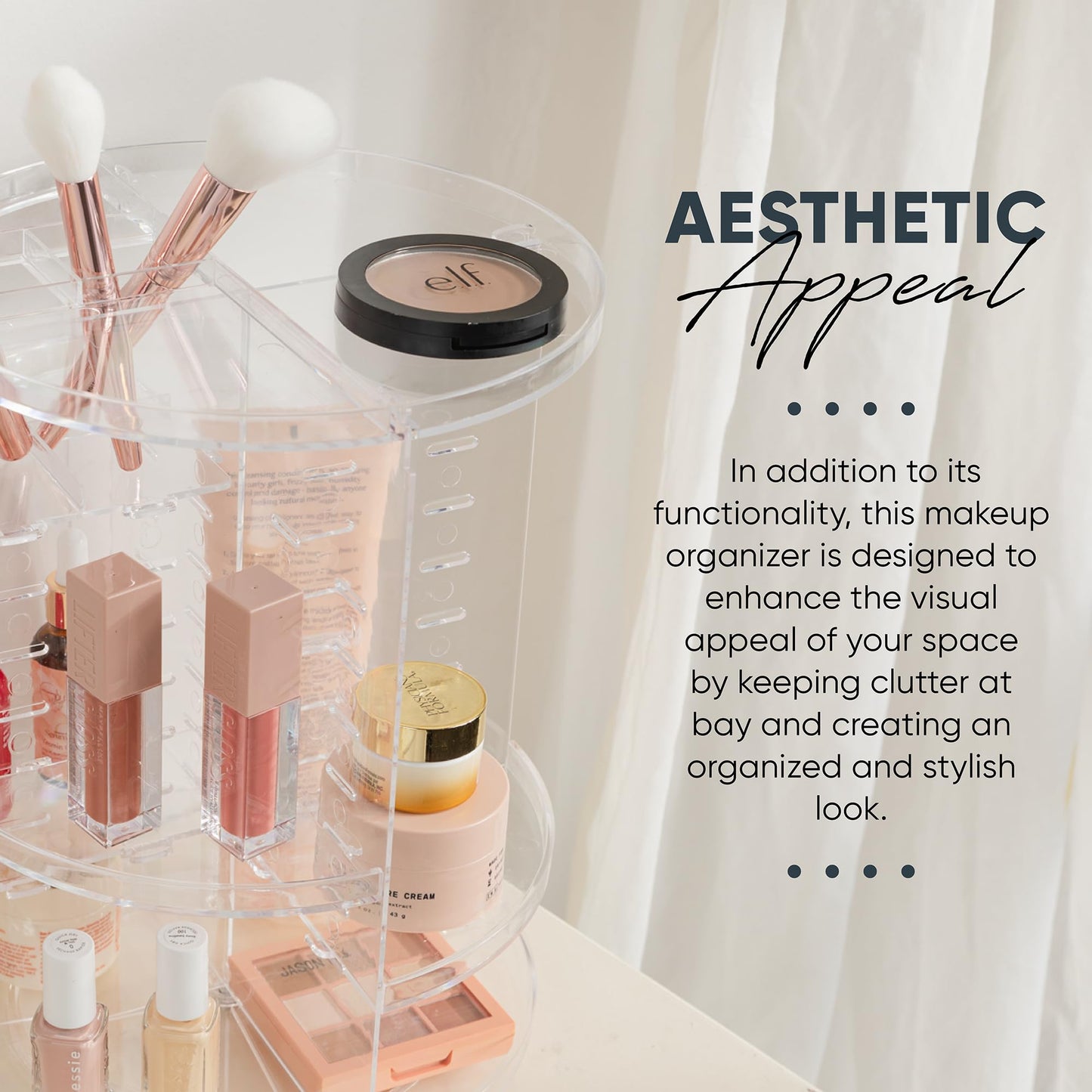 Rotating Makeup Organizer with Adjustable Shelves