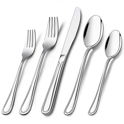 40-Piece Silverware Set for 8, Stainless Steel Flatware Cutlery Set For Home Kitchen Restaurant Hotel, Kitchen Utensils Set, Mirror Polished, Dishwasher Safe