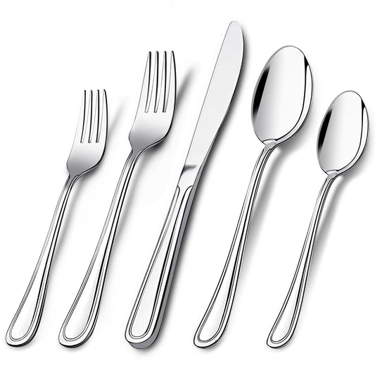 40-Piece Silverware Set for 8, Stainless Steel Flatware Cutlery Set For Home Kitchen Restaurant Hotel, Kitchen Utensils Set, Mirror Polished, Dishwasher Safe