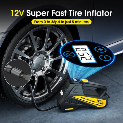 Portable Tire Inflator with Digital Gauge & Light
