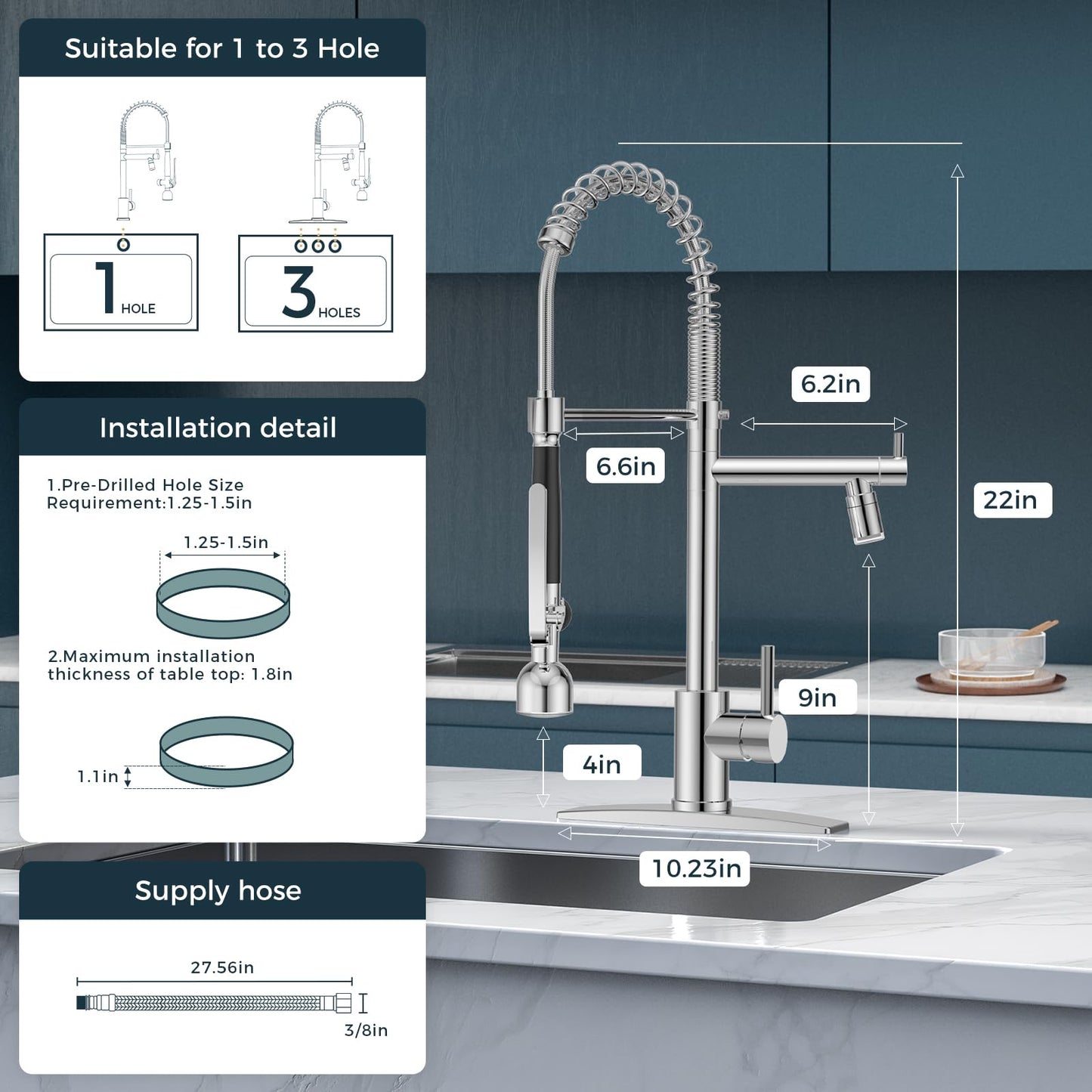 FORIOUS LED Pull Down Kitchen Faucet