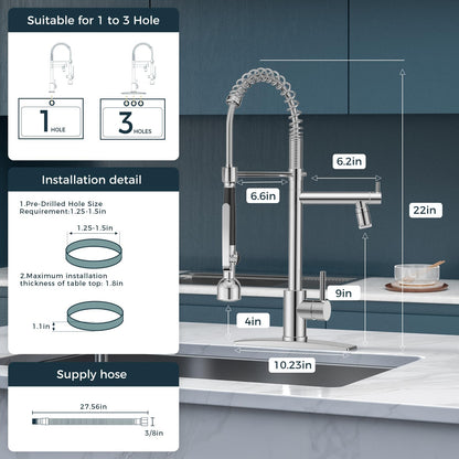 FORIOUS LED Pull Down Kitchen Faucet