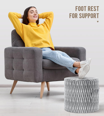 Round Stuffed Pouf Ottoman for Living Room