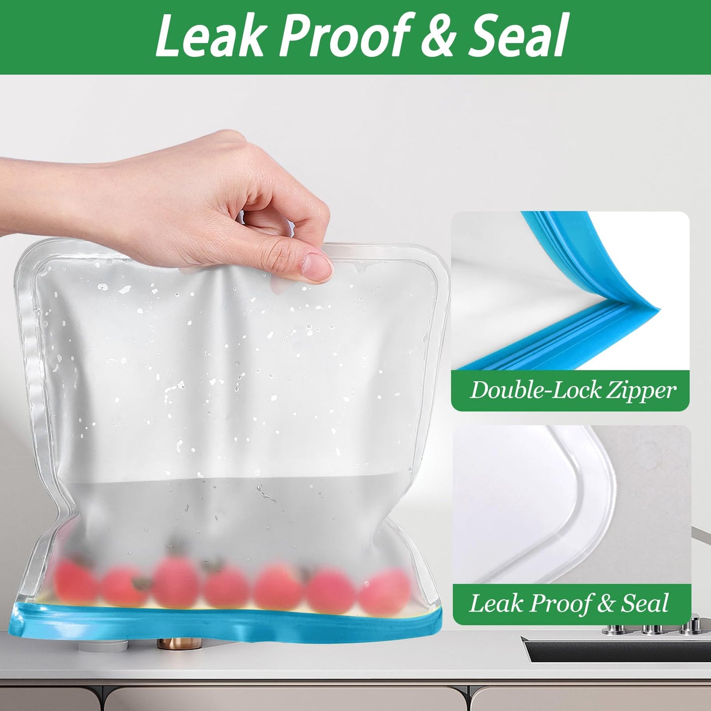 Reusable Leakproof Sandwich Freezer Bags - 9 Pack