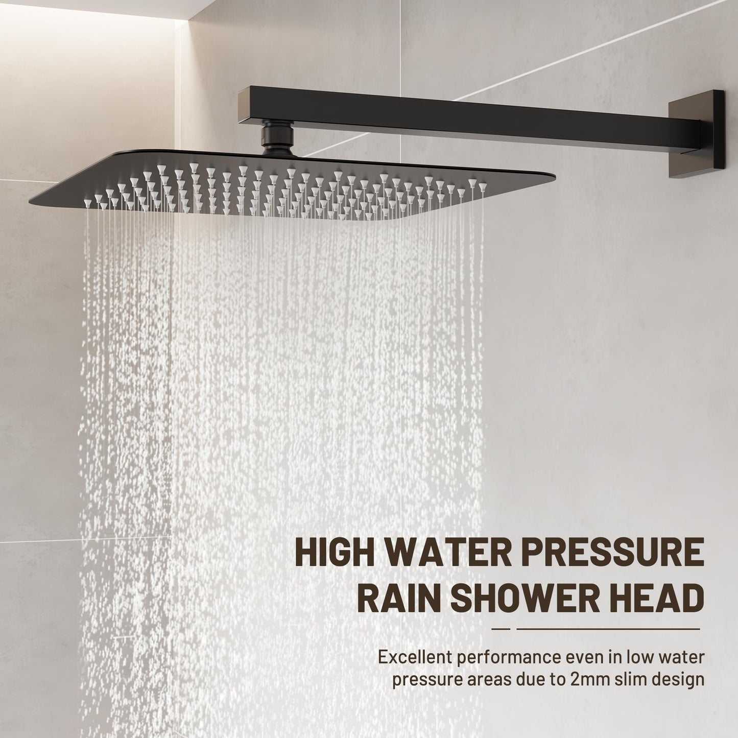 12" Matte Black Rain Shower Head
