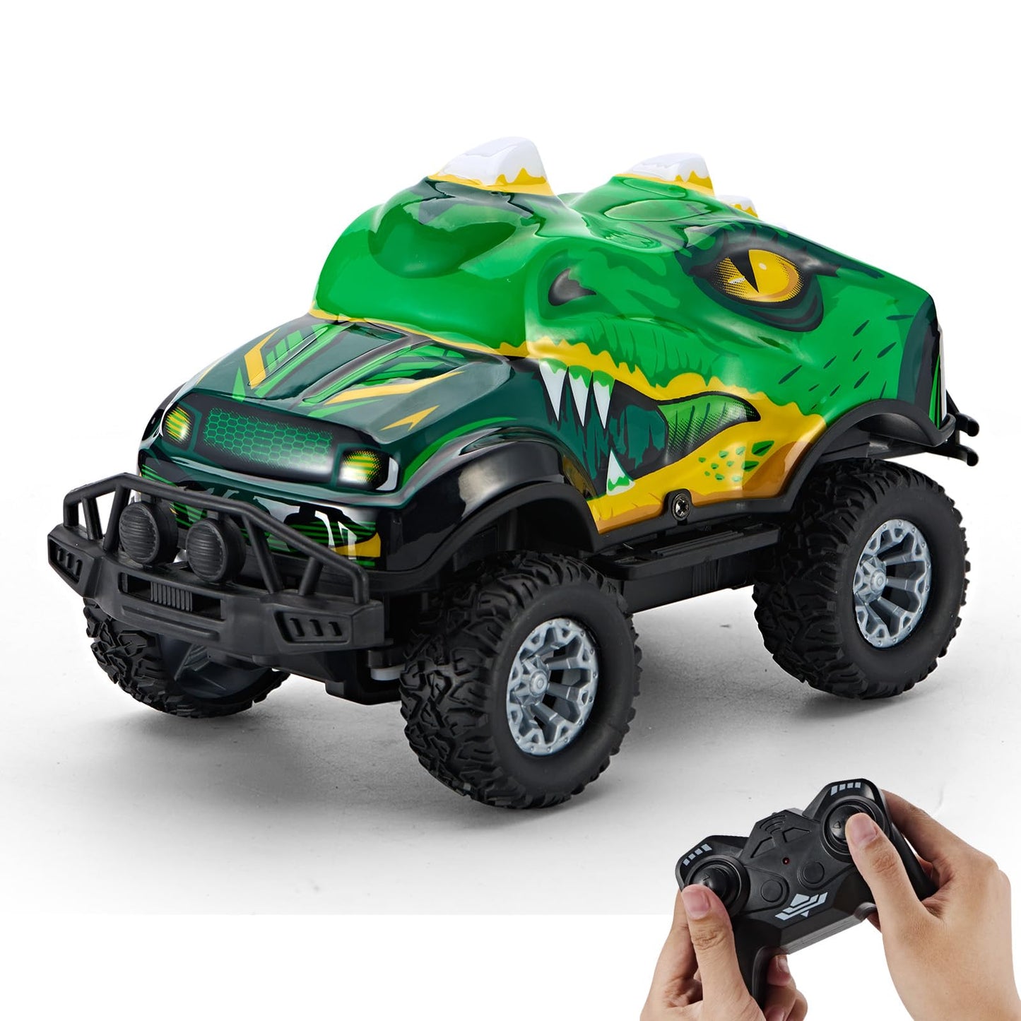 JOYBLI Dinosaur-Shaped Off-Road Vehicle Remote Control Cool Off-Road Vehicle Truck, 2.4GHz RC Car with LED Lights, 1:20Scale, RC Truck, Remote Control car from a Long Distance.Gifts for Boys (Green)