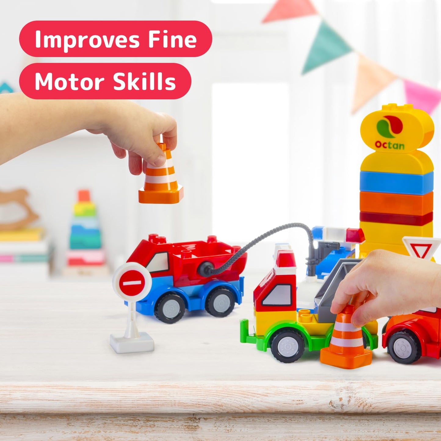 PREXTEX 60-Piece Building Blocks for Toddlers