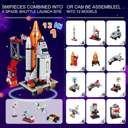 12 in 1 Aerospace Building Toys with Rocket Launcher.Space Shuttle Building Block Toys for Kids Aged 6-12.STEM Construction Toys.Work with other Building Block Brands.Idea Gifts for Space Fun Kids