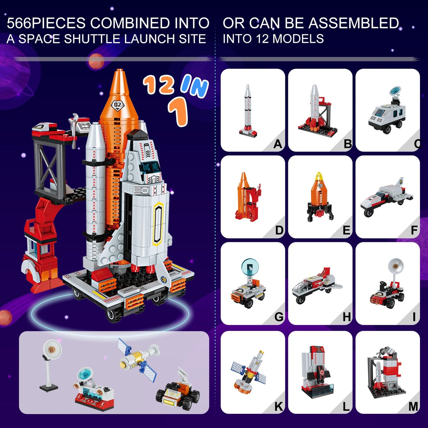 12 in 1 Aerospace Toys with Rocket Launcher