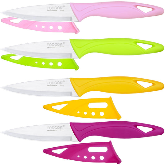 FODCOKI 4-Inch Fruit Paring Knives Set of 4