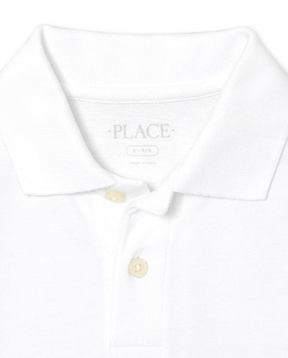 The Children's Place Boys Short Sleeve Pique Polo,White 2 Pack,M (7/8)
