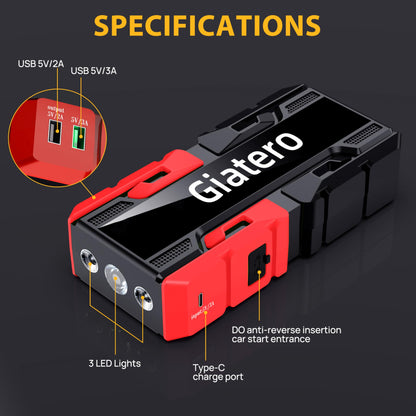 Giatero 4000A Portable Car Jump Starter Power Bank