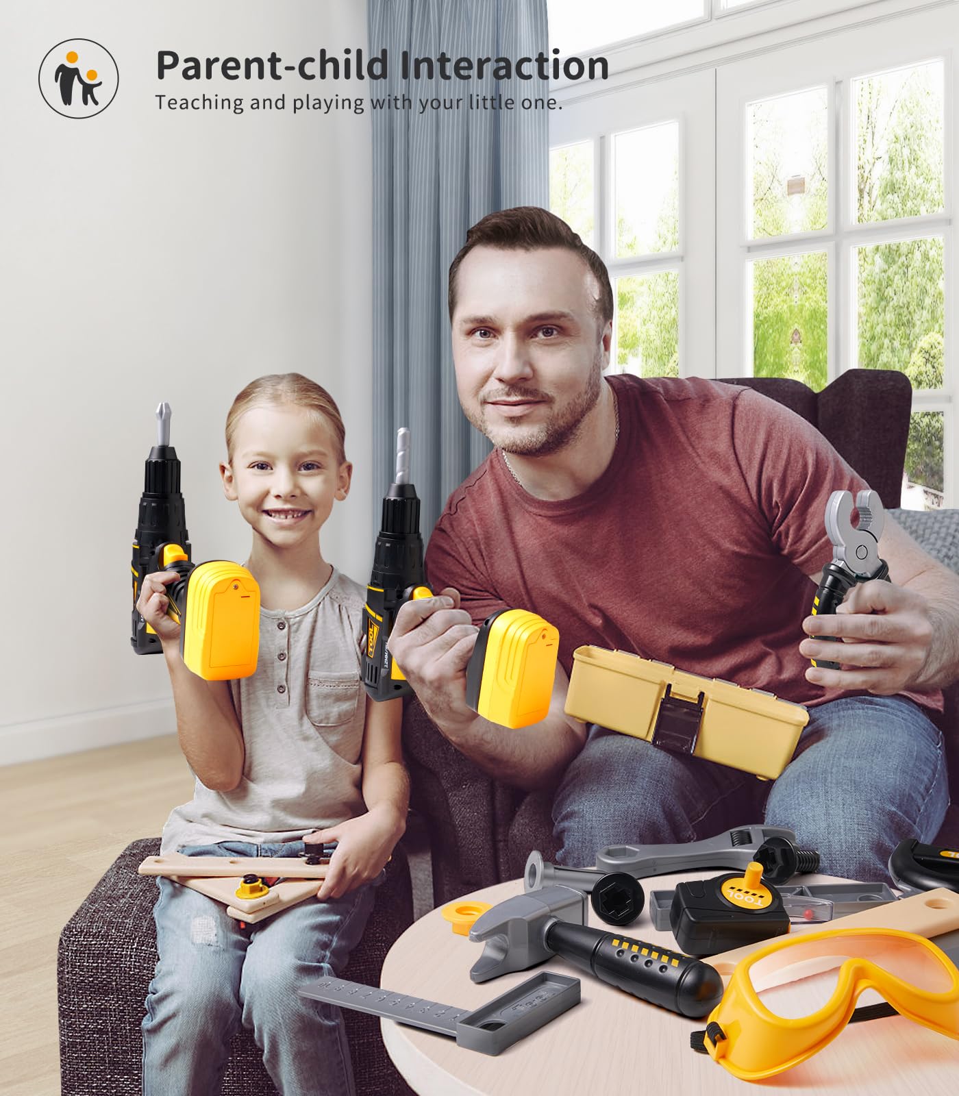 Kids Tool Set with Power Drill and Goggles