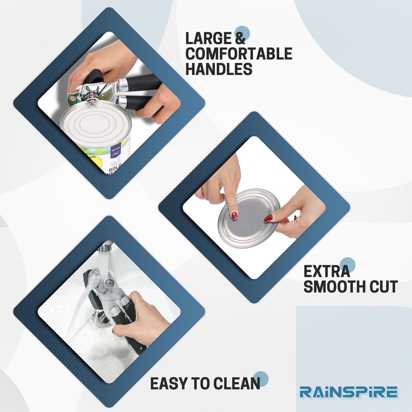 Rainspire Manual Can Opener with Smooth Edge Cut