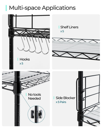 5-Tier Heavy Duty Metal Storage Shelf