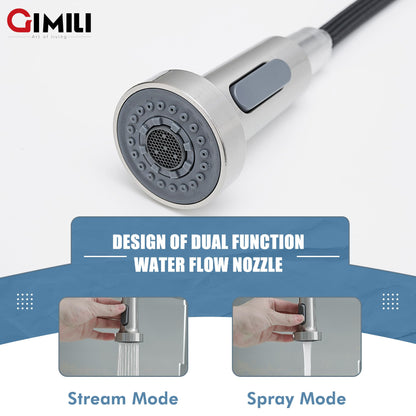 GIMILI Kitchen Faucet with Pull Out Sprayer High Arc Single Handle Spring Kitchen Sink Faucet Brushed Nickel Modern rv Stainless Steel Kitchen Faucets