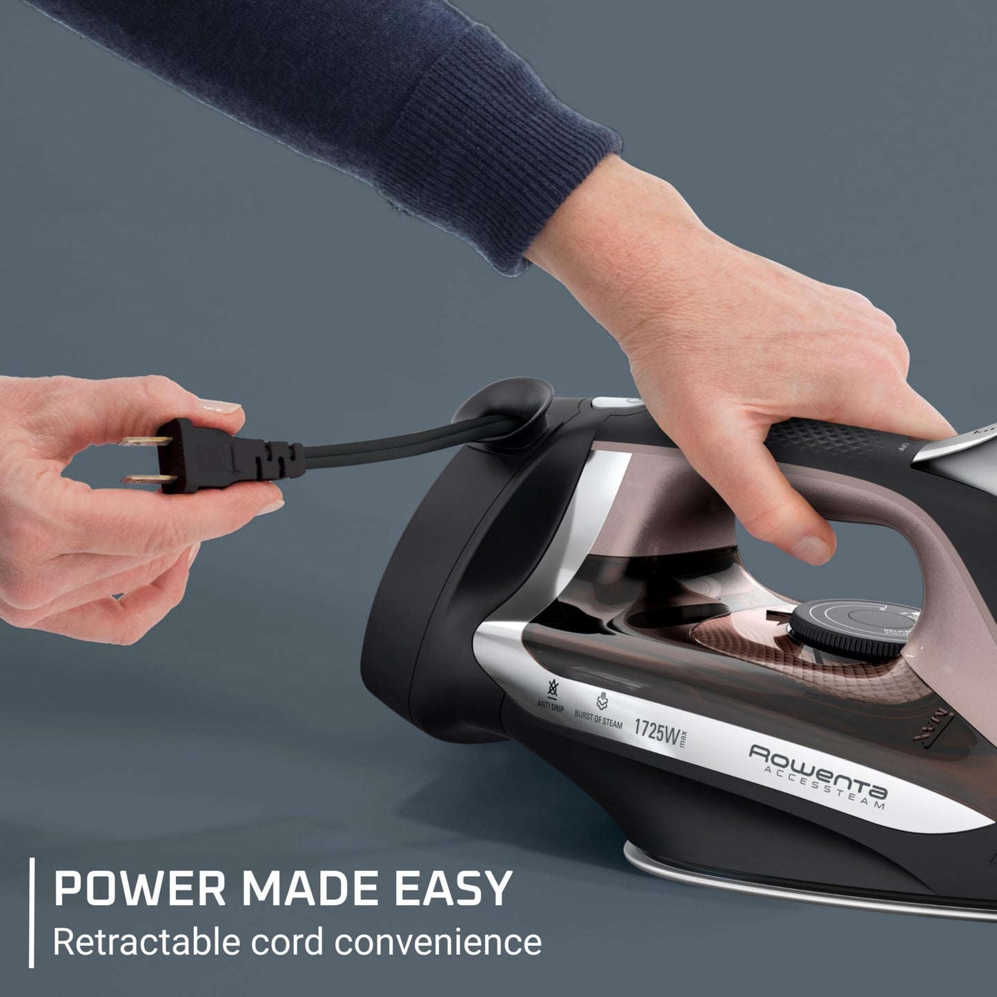 Rowenta Clothes Iron Steamer with Retractable Cord