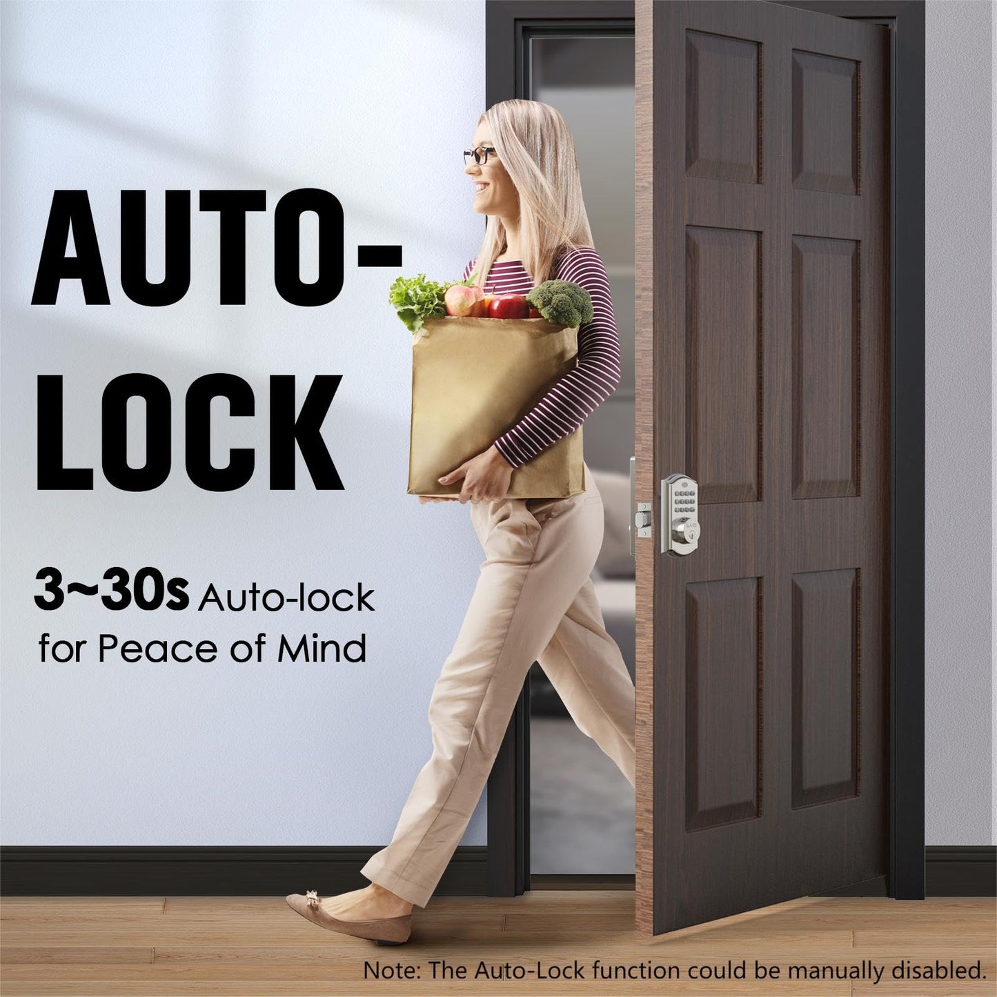 Keyless Entry Door Lock - Electronic Door Lock with Keypad, Smart Deadbolt Lock with Auto Lock, Security Waterproof Smart Lock, Easy to Install, Ideal for Front Door, Home Use, Apartment - ELAMOR M19