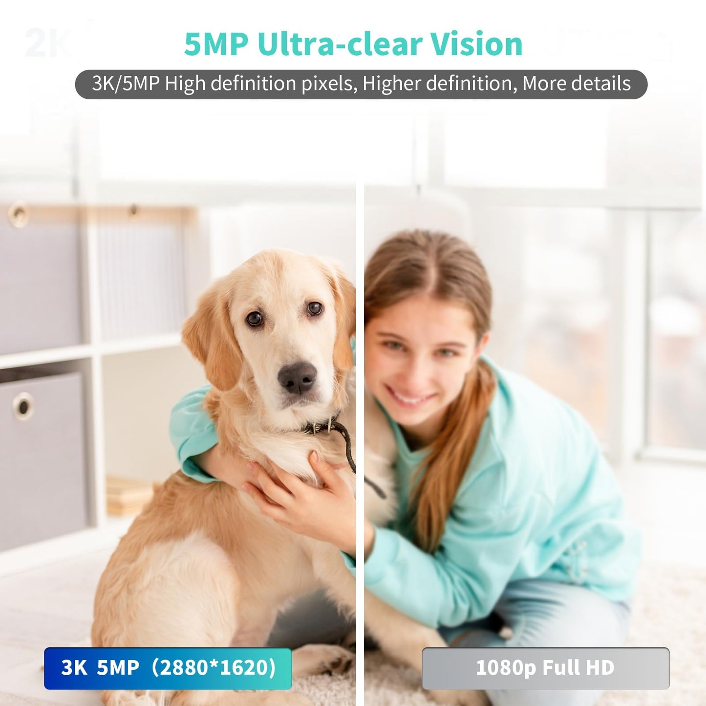 2 Pack Indoor Security Camera with AI Night Vision