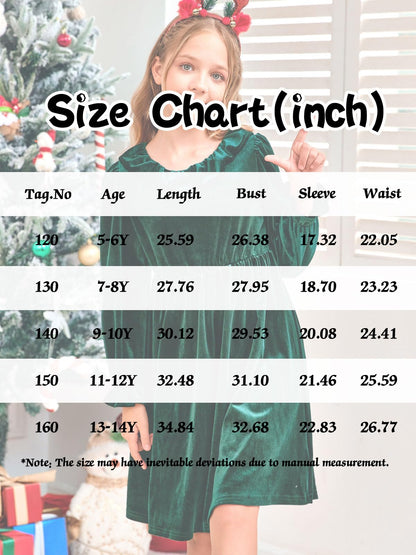 Girls Long Sleeve Velvet Ruffle Dress 5-14 Years