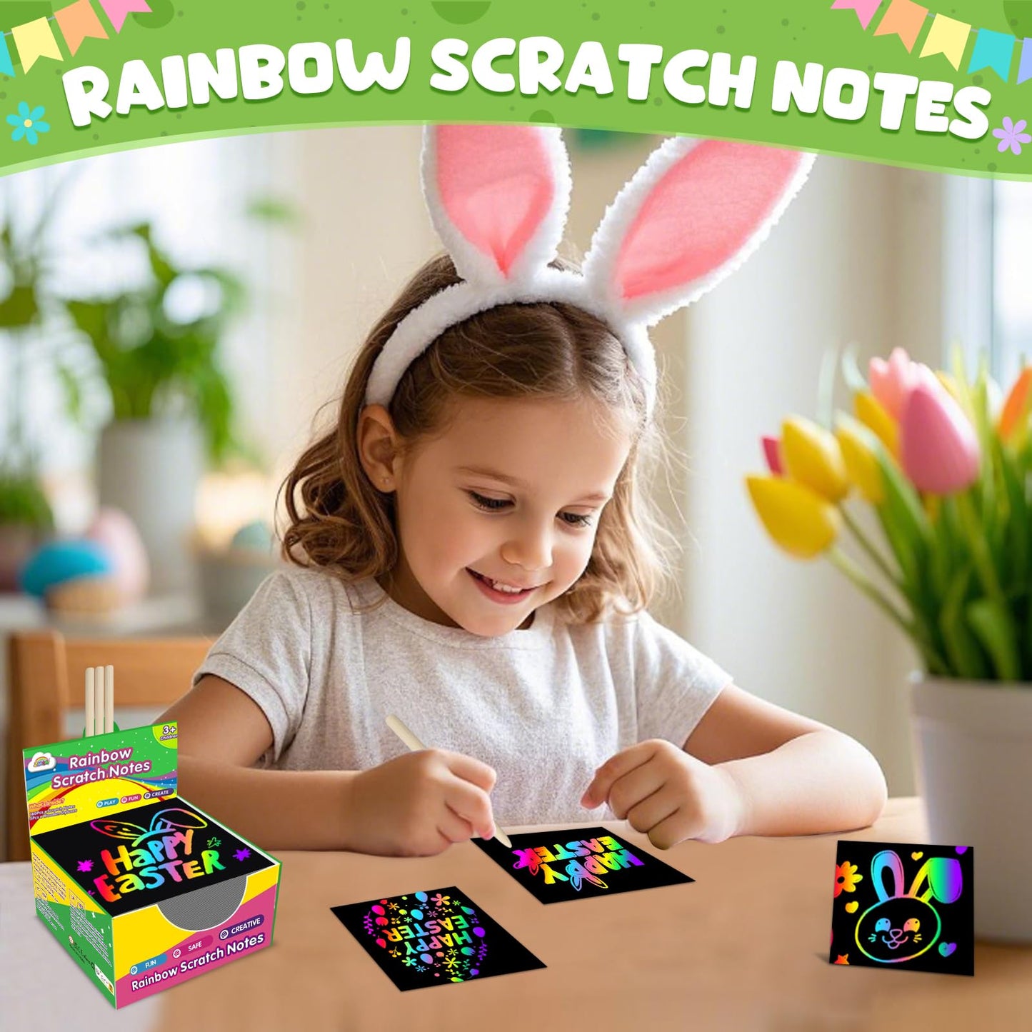 Rainbow Scratch Art Paper Mini Notes for Kids