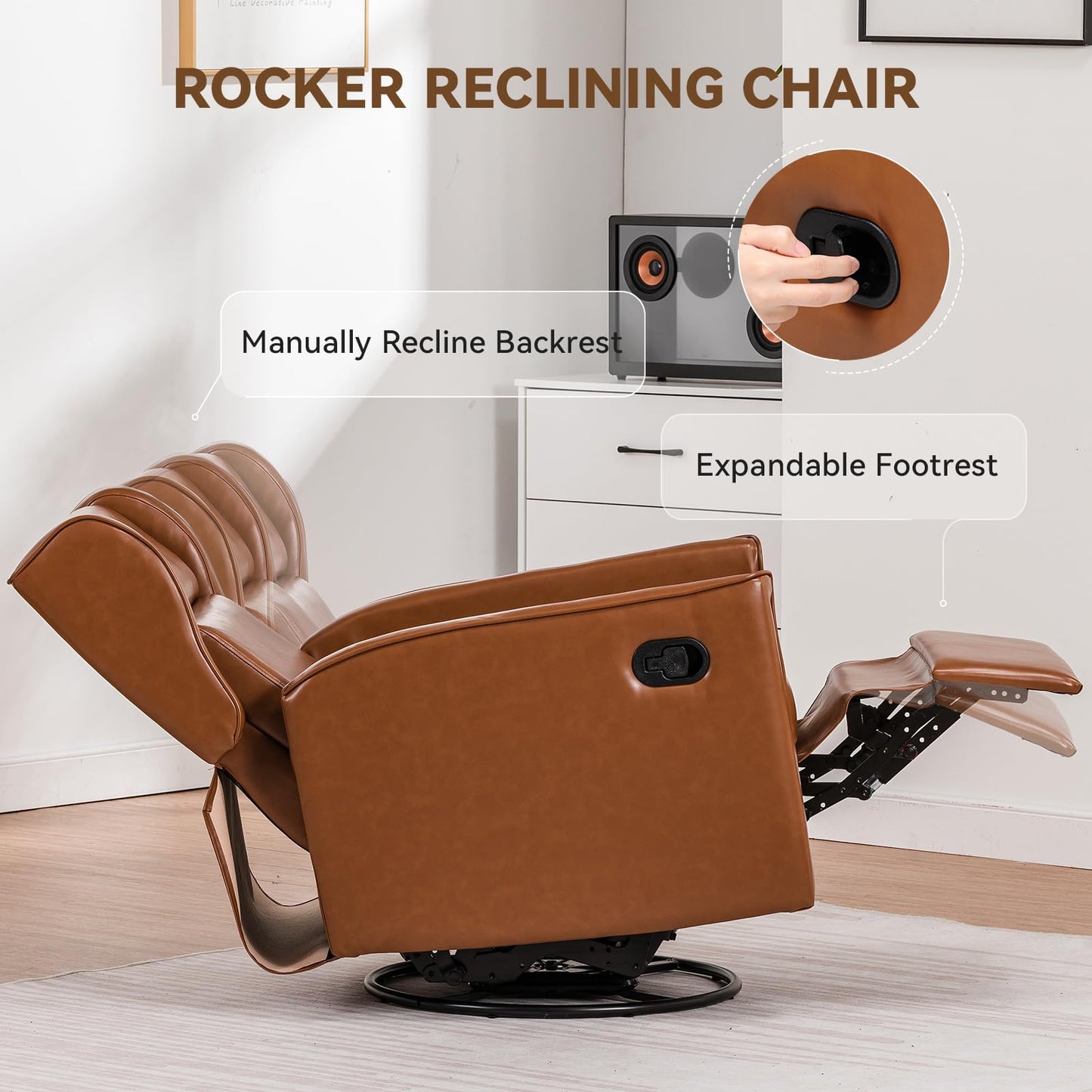 COMHOMA Rocking Recliner Swivel Chair for Nursery