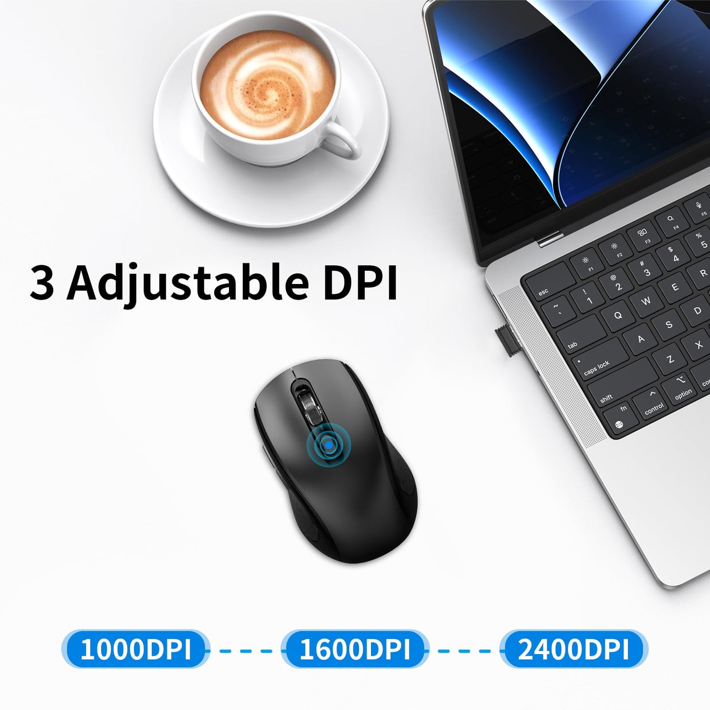 Wireless Ergonomic Mouse with USB Receiver