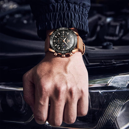 UPDATE: DEAD! OLEVS Leather Men's Analog Quartz Big Face Expedition Field Chronograph Waterproof Luminous Watches