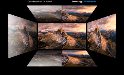 SAMSUNG 22" T350 Series FHD 1080p Computer Monitor, 75Hz, IPS Panel, HDMI, VGA (D-Sub), 3-Sided Border-Less, FreeSync, LF22T350FHNXZA