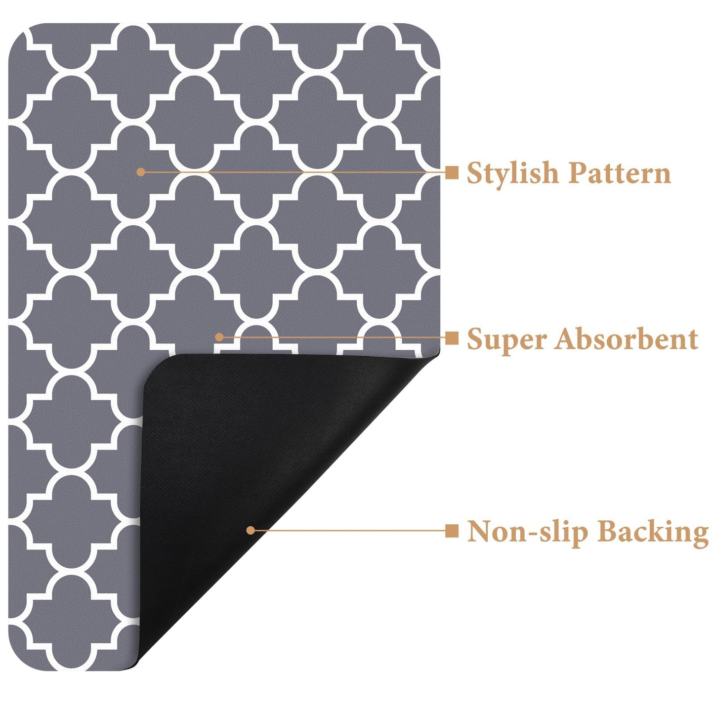 KMAT Super Absorbent Anti-Slip Bath Mat Grey