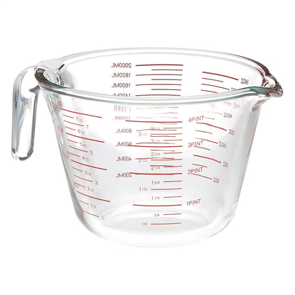 Amazon Basics Glass Measuring Cup, Precise 8 Cup Capacity, Clear Kitchen Measuring Tool, 2 L (Previously AmazonCommercial Brand)