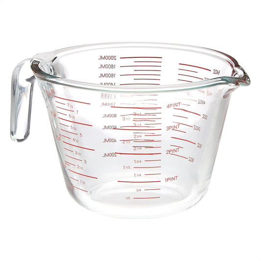 Amazon Basics Glass Measuring Cup, Precise 8 Cup Capacity, Clear Kitchen Measuring Tool, 2 L (Previously AmazonCommercial Brand)