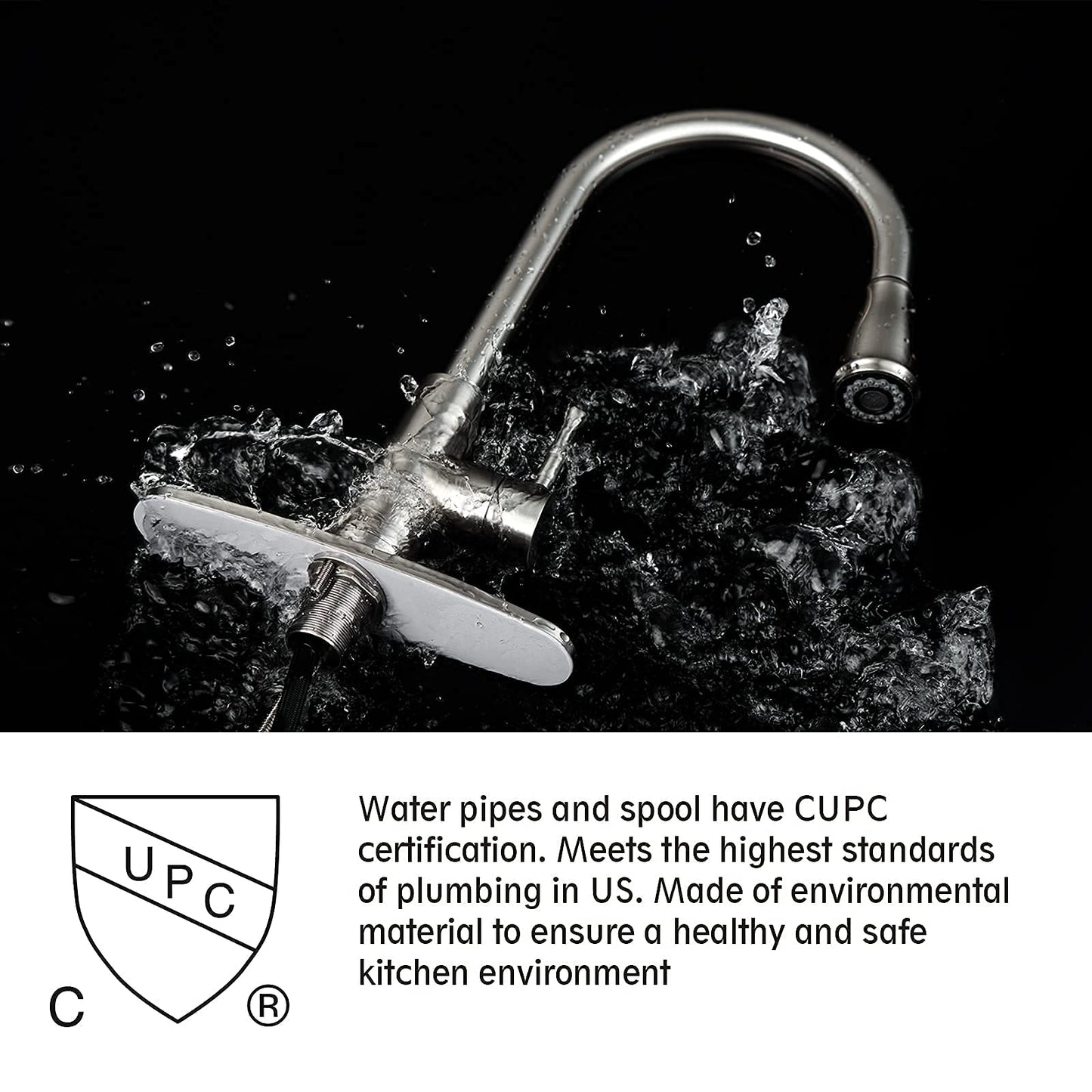 GUUKAR Kitchen Faucet with Pull Down Sprayer Brushed Nickel Stainless Steel Single Handle Modern Kitchen Sink Faucet with Deck Plate