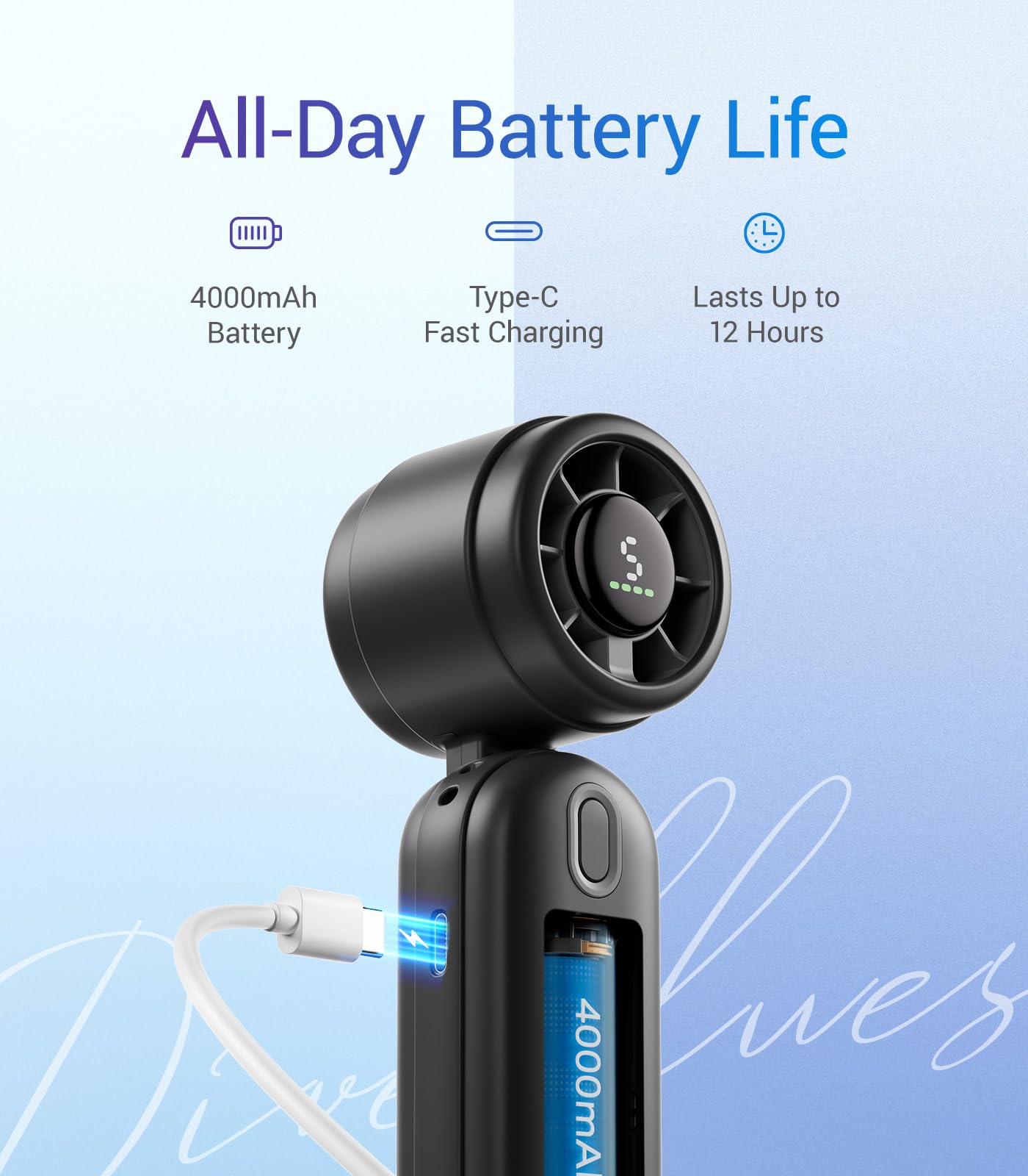 Portable Handheld Turbo Fan with LED Display